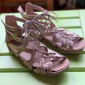 Earth Gold Metallic Gladiator Lace-Up Sandal